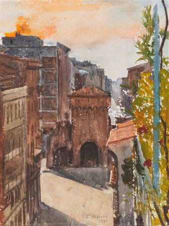 FARPI VIGNOLI (Bologna 1907 - 1997) "Bologna", 1980. Acquerello su carta. Cm...