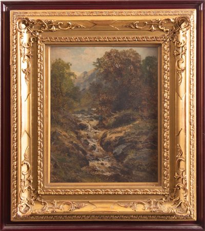 Pittore anonimo della fine del XIX secolo - inizi del XX secolo "Torrente con...