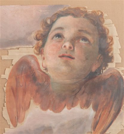 Maestro del XIX secolo "Cherubino". Tecnica mista su carta. Cm 30x27,5.