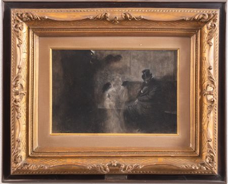 SERAFINO MACCHIATI, “Senza titolo”. Olio su tela applicato su cartone. Cm...