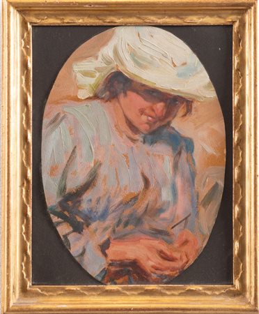 TOMMASO DALLA VOLPE (Imola 1883 - 1967) "Ritratto femminile". Olio su...