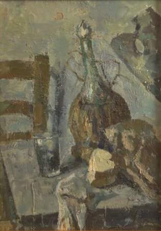 GARZIA FIORESI (Vigevano 1888 - Bologna 1968) "Natura morta". Olio su tavola....