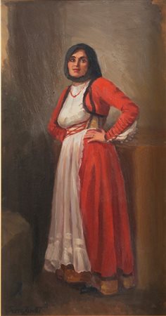 PAOLA SERRA ZANETTI(Budrio 1886 - 1963) "Ritratto femminile". Olio su tavola....