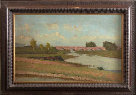 FLAVIO BERTELLI (S. Lazzaro di Savena 1833 - 1916 Bologna) “Il Rubicone”,...