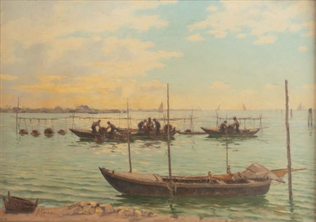 A.GIACOMAZZI (Venezia 1890 - Bologna 1969) “Chioggia, pescatori di...