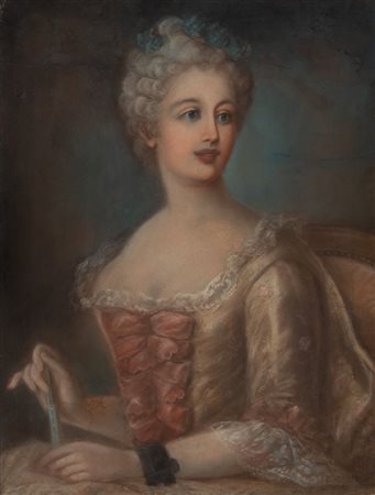 Maestro del XIX secolo "Ritratto di dama". Pastello su carta. Cm 80,5x62.