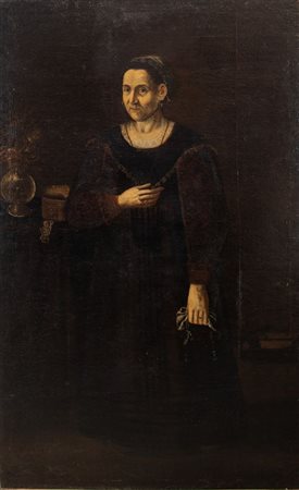 Maestro del XVII secolo "Ritratto". Olio su tela. Cm 165x100.