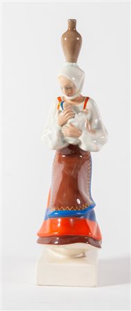 LENCI, Torino 1930 ca. "Maternità sarda". Statua in ceramica decorata con...