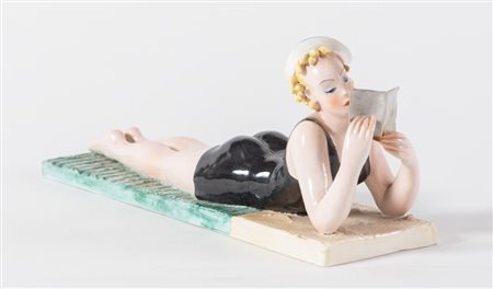 TARCISIO TOSIN (Cles 1904 - Vicenza 1999) "Ragazza su bagnasciuga", 1940-1950...