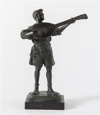 COSTANTINO BARBELLA (Chieti 1853 - Roma 1925) "Serenata". Scultura in bronzo....