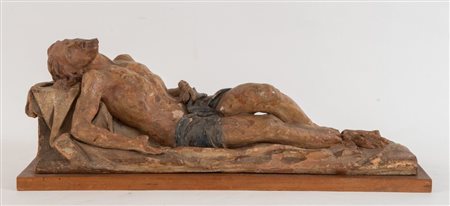 "FIGURA DI CRISTO". Scultura in terracotta policroma. Emilia, XVII secolo. Cm...