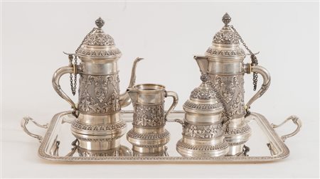 POBBIATI VIRGINIO, Milano, XX secolo. Servizio da te e caffè in argento 800,...