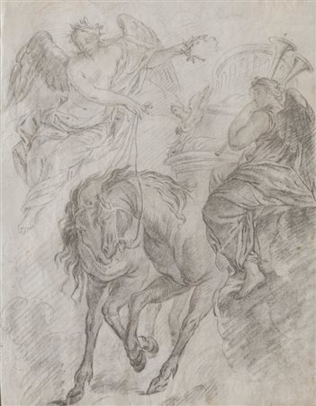 Maestro veneto del XVIII secolo. "Allegoria". Disegno a matita su carta. Cm...