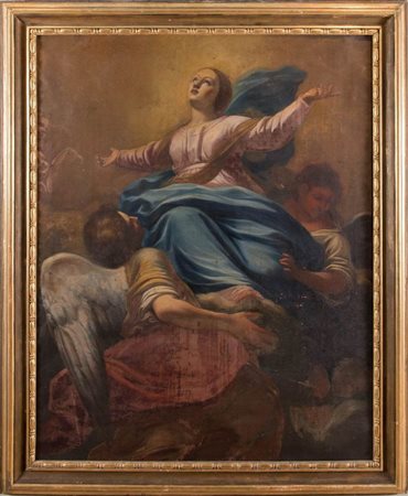 Maestro del XVII secolo “Assunta”. Olio su tela. Cm 120x94.