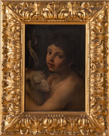 Maestro emiliano del XVII secolo "San Giovannino”. Olio su tela. Cm 45x32....