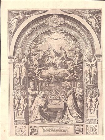 Adamo Scultori (1530-1585) da Federico Zuccari : I SANTI LORENZO, SISTO, PIETRO E PAOLO