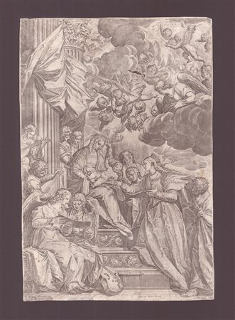 Agostino Carracci (1557-1602) da Paolo Veronese: NOZZE MISTICHE DI SANTA CATERINA, 1582