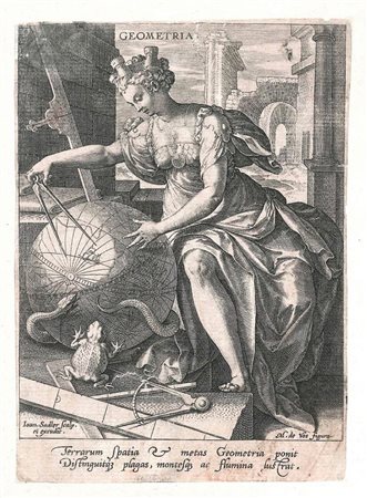 Jan Sadeler I (1550-c.1600)  da Martin De Vos (1532-1603): GEOMETRIA