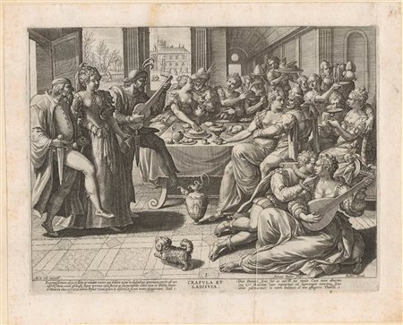 Jan Sadeler I (1550-1600) da Martin de Vos (1532-1603): CRAPULA ET LASCIVIA, C. 1582