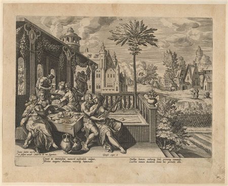 Jan Sadeler I (1550-1600) da Martin de Vos (1532-1603): LA PERNICIOSITÀ DELL'UOMO, 1586