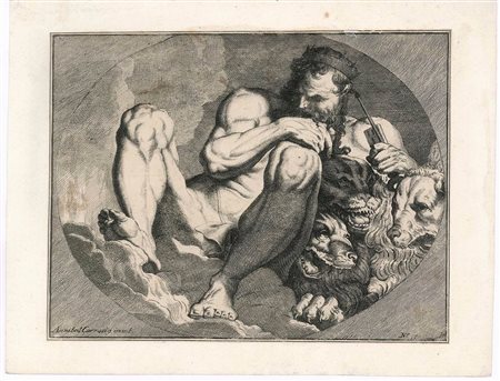 Olivier Dauphin (c.1634-1683) da Annibale Carracci (1560-1609): PLUTONE CON CERBERO