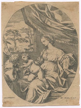 Carlo Maratta (1625-1713): MADONNA CON BAMBINO E SAN GIOVANNI, C. 1647