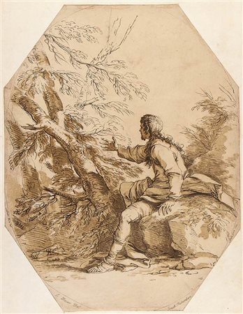 Arthur Pond (1701-1758) da Salvator Rosa (1615-1673): UN GIOVANE UOMO SEDUTO, 1735