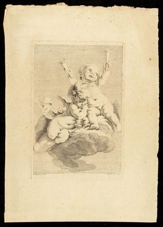 Jacques Gabriel Huquier (1730–1805) da François Boucher (1703–1770): DUE PUTTI 