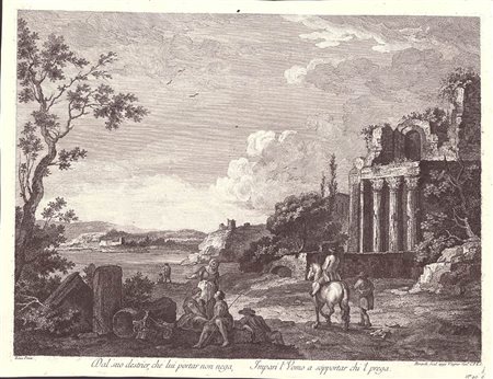 Fabio Berardi (1736-1788) da Giuseppe Zais (1709-1781): DAL SUO DESTRIER, CHE LUI PORTAR NON NEGA. IMPARI L’UOMO A SOPPORTAR CHI L’ PREGA, C. 1760