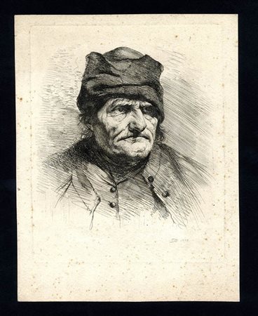 Monogrammista DB : RITRATTO DI VECCHIO CON BERRETTO, 1770