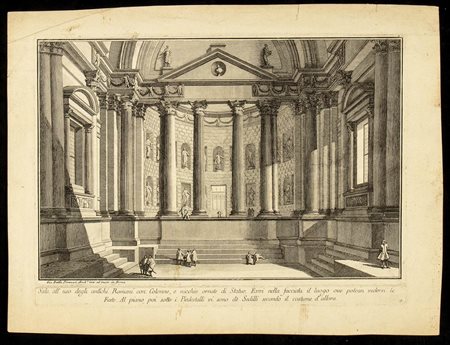 Giovanni Battista Piranesi (1720-1778): SALA ALL'USO DEGLI ANTICHI ROMANI CON COLONNE, E NICCHIE ORNATE DI STATUE