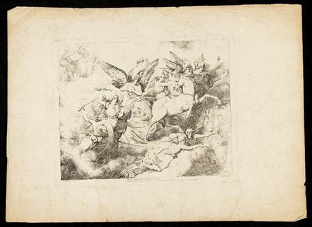 Vincenzo Gajassi (1811-1861): IDDIO SDEGNATO BALENAR LASSUSO. MOSTRANDO IGNITI COCCHJ E RUBRE SPADE, 1827