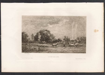 Charles Daubigny (1817-1878): PLACE DE VILLERVILLE' E 'LEVER DE LUNE'