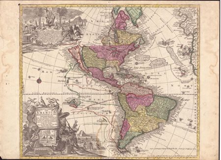 Matthaus Seutter (1678-1757): NOVUS ORBIS SIVE AMERICAM, 1730