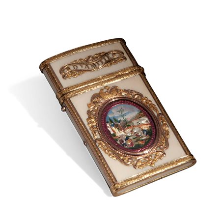 Porta agenda in oro e avorio con miniature, seconda metà XVIII secolo