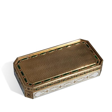 Tabacchiera in oro e smalti policromi, XIX secolo