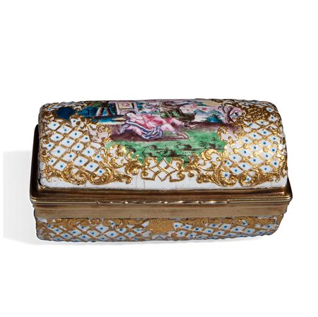 Scatola porta anelli in oro e smalti, XVIII secolo