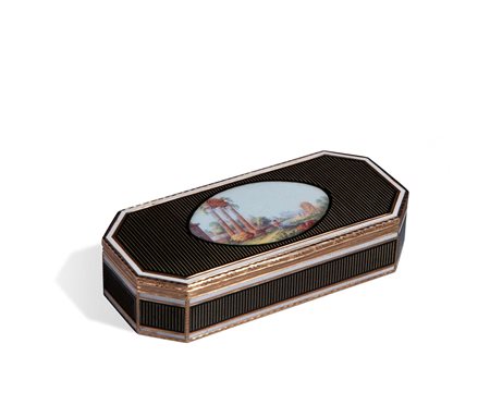 Scatola ottagonale in oro e smalti, XVIII secolo