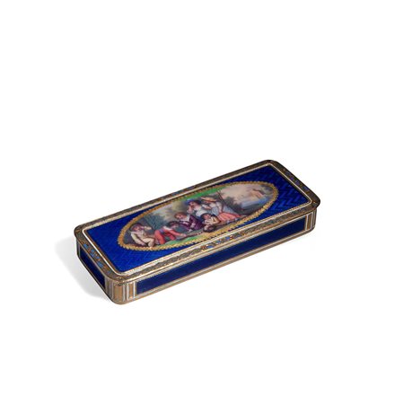 Scatola rettangolare in oro e smalti policromi, XVIII secolo