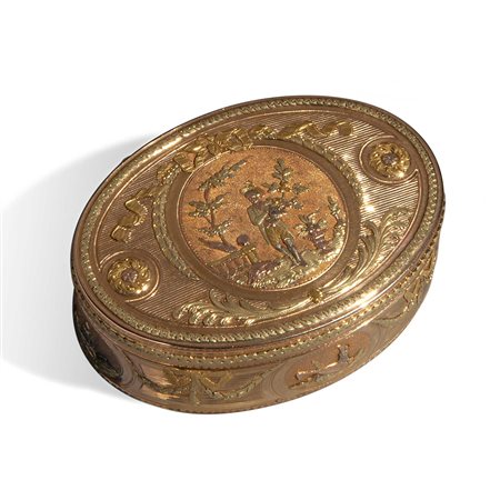 Tabacchiera in oro cesellato, Svizzera fine XVIII secolo