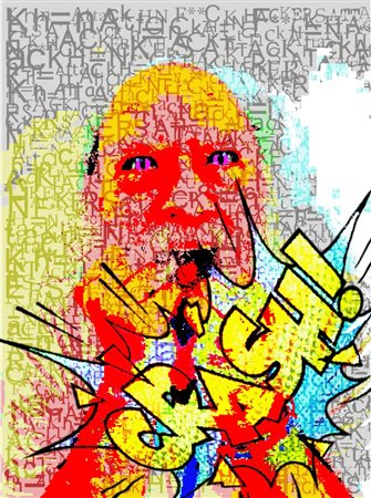 Ascii PopArt “HEN UNDER ATTACK!!! FEAR NOT”