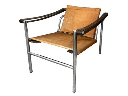 Le Corbusier per Cassina - Modello LC3, Sedia con struttura in tubolare metallico cromato, 60's
