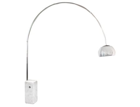 Achille  Castiglioni (Milano 1918-Milano 2002)-Prod.Flos, modello Arco, Lampada da terra con struttura ad arco e base in marmo bianco