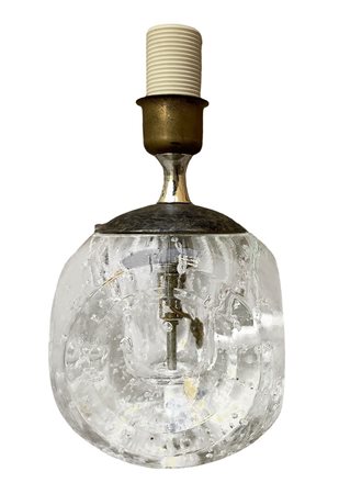 Albano Poli per Poliarte - Lampada da tavolo con base in vetro trasparente di forma quadrata, 70's