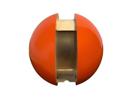 Gianni Colombo Per Arredoluce - Modello Gea, lampada da tavolo di forma sferica in plastica termoformata nei toni dell'arancione e bianco., 60's