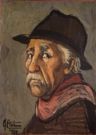 Gianfranco Antoni (Firenze 1925-Firenze 1994)  - Viso di uomo con cappello. , 1978