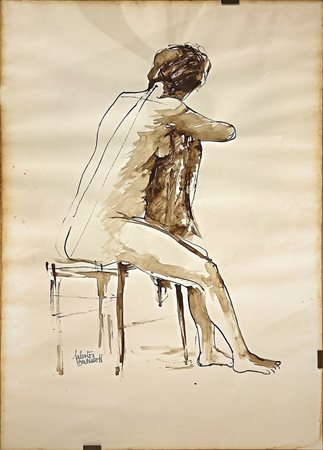 Totò Bonanno Antonio Bonanno (Lercara Friddi 1928-Palermo 2002)  - Nudo di donna su sedia, 1966
