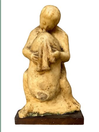 Manzù Giacomo Manzoni (Bergamo 1908-Aprilia 1991)  - Scultura in cera raffigurante soggetto agreste con zampogna