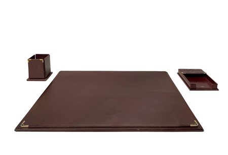 Set da scrivania Cartier in pelle color bordeaux