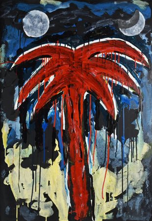 Dalila Crotti HAPPENING - LE DUE LUNE acrilico su tavola, cm 100x70 sul...